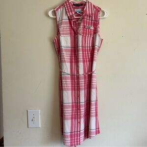 Columbia Sleeveless PFG Pink Plaid Midi Dress